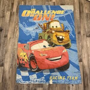 Vintage 2010 Reversible Disney Pixar Cars Comforter For Toddler Bed 54”x 40”